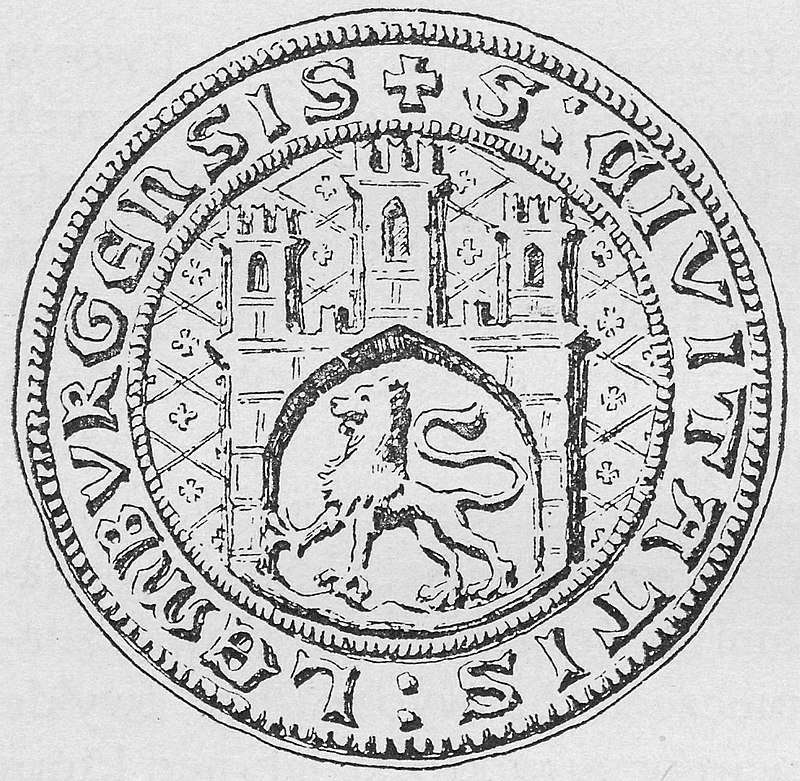 ​Печатка Львова 1359 року //  https://commons.wikimedia.org/wiki/File:Seal_of_Lviv_1359.jpg