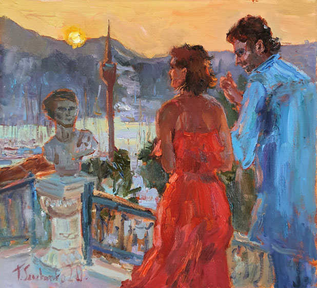 «Small talk in the terrace», олія, полотно, 2025 «Small talk in the terrace», олія, полотно, 2025
